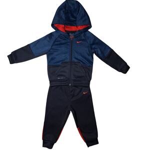 Nike Dri-Fit Therma toddler 2-piece colorblocked zip-up jacket joggers tracksuit